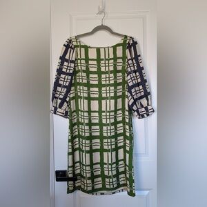 Anthropologie Maeve Silk Broken Blocks Retro Mod Shift Dress Size 8